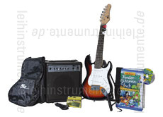 zur Detailansicht Kinder E-Gitarren Set 1/4 VOGGENREITER VOLT MINI + Verstärker + Stimmgerät + Tasche + Buch + Gurt + Kabel + Plektrum