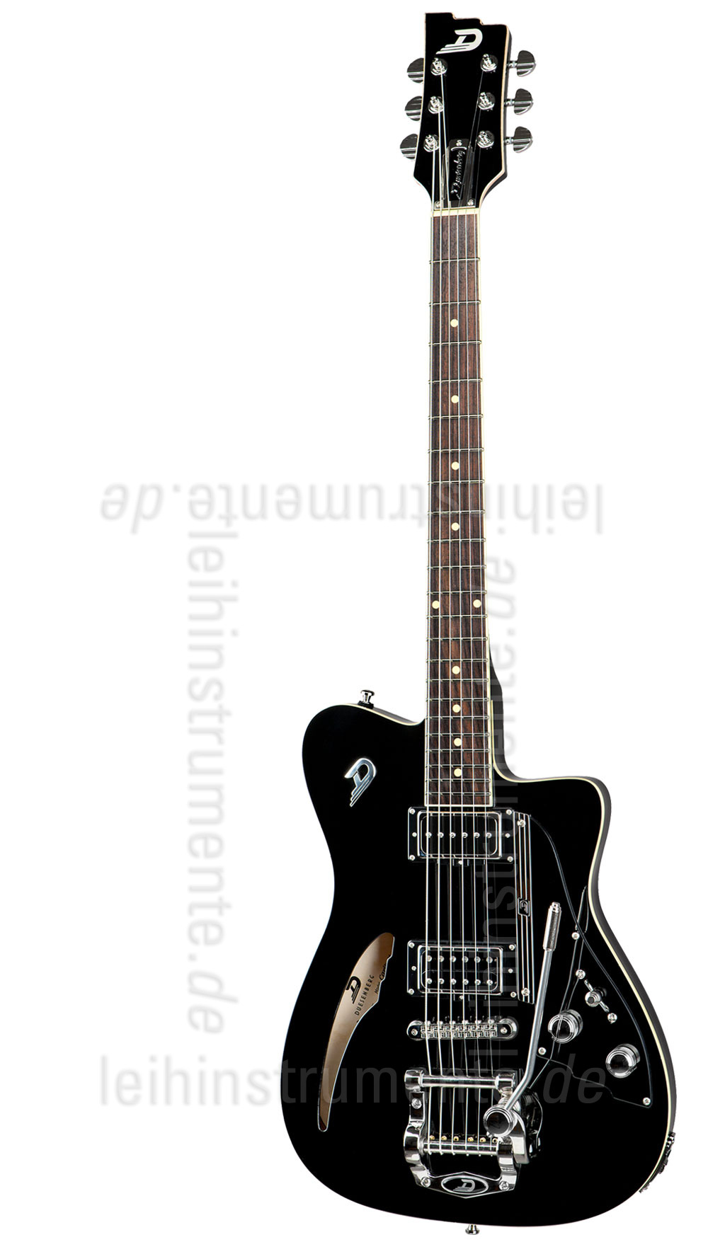 zur Artikelbeschreibung / Preis E-Gitarre DUESENBERG CARIBOU - Black - Tremolo + custom line case
