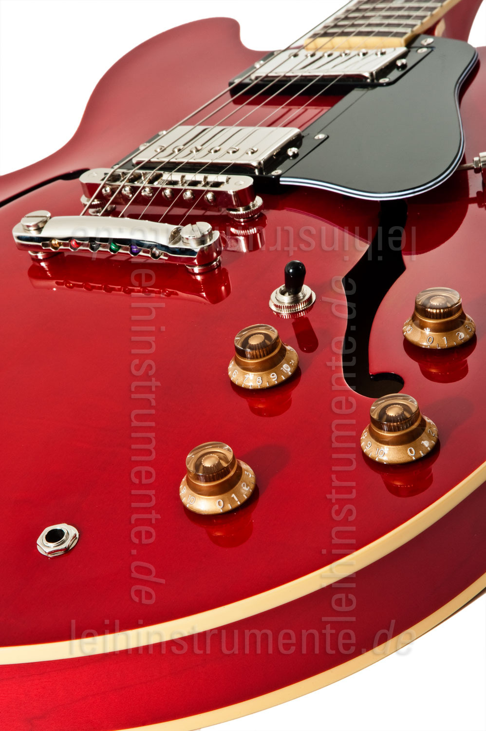 zur Artikelbeschreibung / Preis Halbresonanz Jazz-Gitarre BURNY RSA-65-CR CHERRY RED + original Koffer